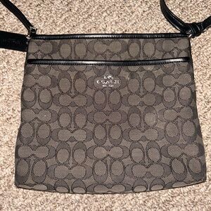 Coach Signature Black and Gray Crossbody file Bag